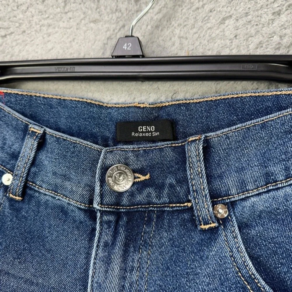 True Religion Mens Geno Relaxed Slim Jeans 34 Blue 5 Pockets Stretch Casual NEW